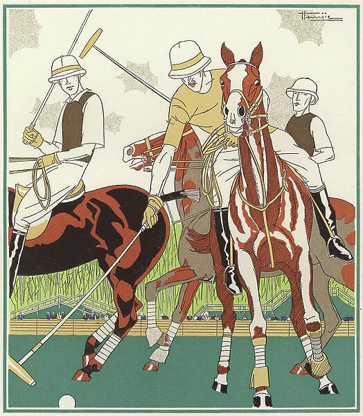 Polo at Le Touquet (colour litho)