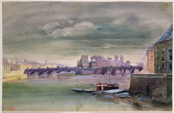 The Pont-Neuf and the Ile de la Cite, 1881 (w  /  c on paper)