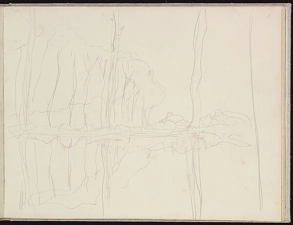 Poplar trees on the river Epte (pencil on paper)