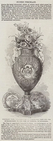 Porcelain Vase, manufactured at Coalbrooke Dale for the Entertainment to the King of Sardinia, at Guildhall (engraving)