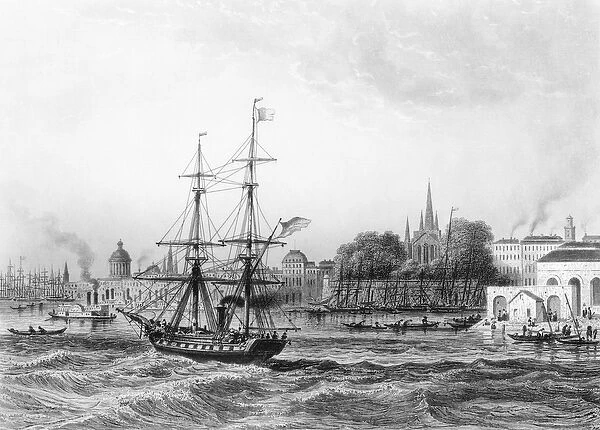 The Port of New Orleans (engraving) (b  /  w photo)
