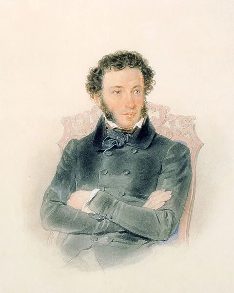 Portrait of Alexander Pushkin (1799-1837) 1836 (w  /  c on paper)