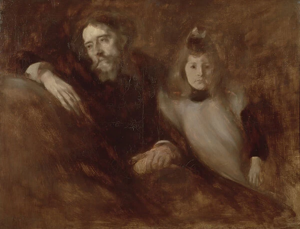 Portrait of Alphonse Daudet (1840-97) and his daughter Edmee, 1891 (oil on canvas)