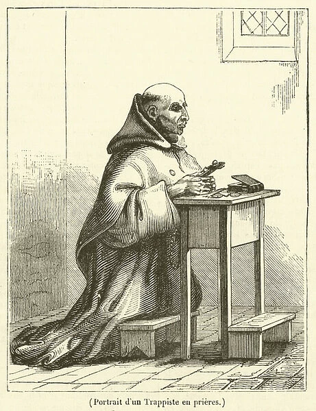 Portrait d un Trappiste en prieres (engraving)
