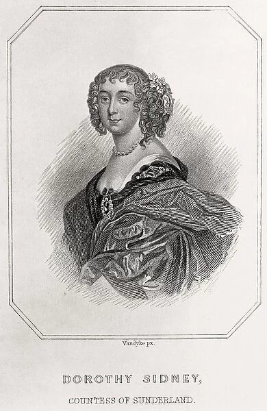 Portrait of Dorothy Sidney, Countess of Sunderland, 1835 (litho)