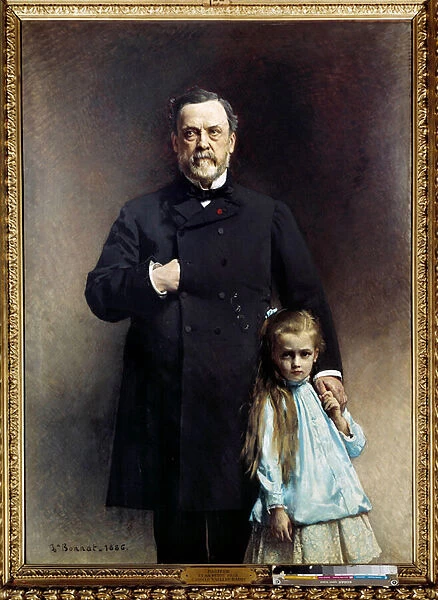 Portrait of the French doctor Louis Pasteur (1822-1895) with his little daughter Camille