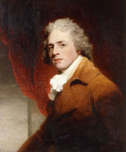 Portrait of a Gentleman, Half-Length, in a Brown and White Stock, a Red Curtain Behind