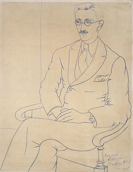 Portrait of Gerald Reitlinger, 1926 (Blue chalk)