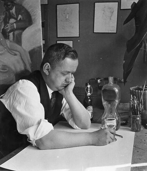 Portrait of German caricaturist Ferdinand Barlog (b  /  w photo)