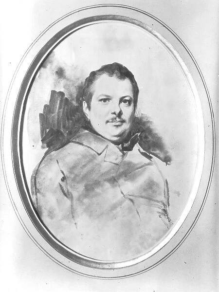 Portrait of Honore de Balzac (1799-1850) c. 1820 (ink & wash on paper) (b  /  w photo)