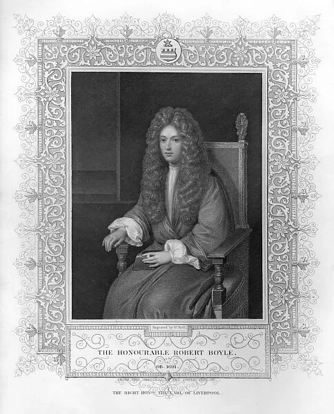 Portrait of The Honourable Robert Boyle (engraving) (b  /  w photo)