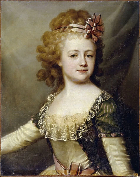 Portrait de la grande duchesse Alexandra Pavlovna (1793-1801) (Romanov) (Portrait of the grand duchess Alexandra Pavlovna). Peinture de Dmitri Grigorievich Levitsky (Levitski) (1735-1822), huile sur toile, vers 1790. Art russe 18e siecle