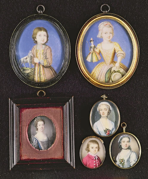 Portrait Miniatures. L to R and T to B: Richard Whitmore by Bernard Lens (1682-1740)