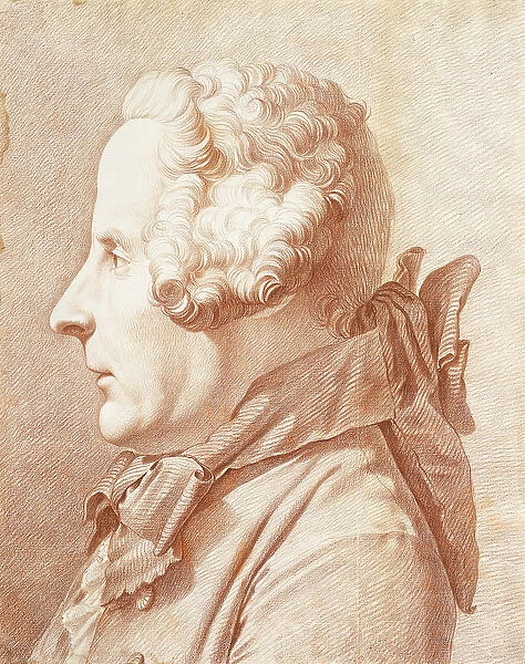 Portrait of Monsieur Hertault of Lienay, in Profile, turned to the Left, (red chalk)