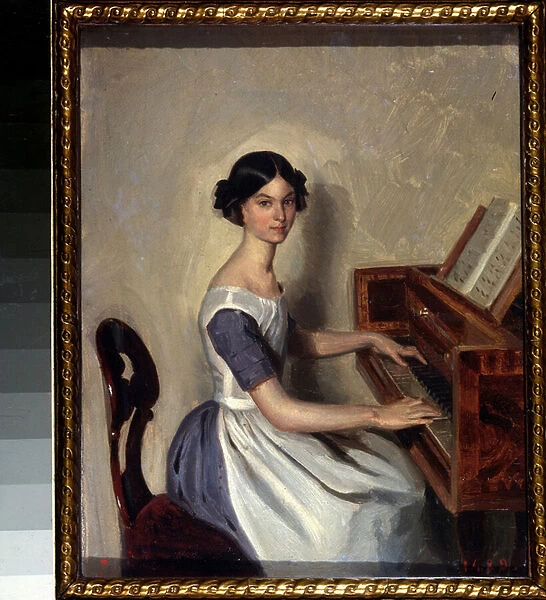 'Portrait de Nadezhda Zhdanovich au clavecin'Peinture de Pavel Andreevitch Fedotov (1815-1852) 1849-1850 State Russian Museum Saint Petersbourg
