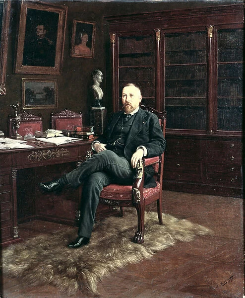 Portrait of Paul Marmottan (1856-1932) in his Study, 1899 (oil on canvas)