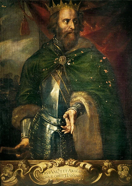 Portrait de Pierre III 'Le Grand'(1240-1285), roi d Aragon et de Valence. Peinture anonyme. Espagne, Valence. Generalitat Palace