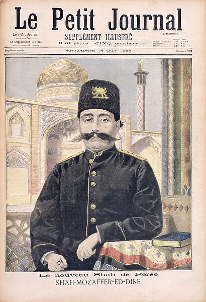 Portrait of Shah Mozzafer-ed-Din (1853-1907) illustration from Le Petit Journal