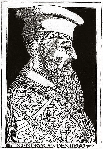 Portrait of Skanderbeg (or Scanderbeg) (1403 - 1468), Albanian warman