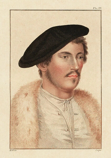 Portrait of an unknown man, court of King Henry VIII, c. 1532. 1812 (engraving)