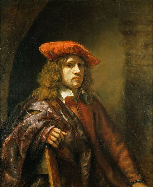 Portrait of a young man in a red cap (oil on canvas)