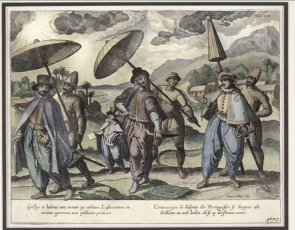 Portuguese in Goa, illustration from Jan Huyghen van Linschoten
