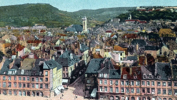 Postcard of the view from Madeleine Tower, Besancon, c. 1930 (colour litho)
