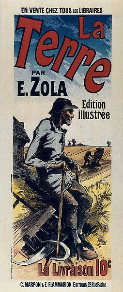 Poster advertising 'The Earth', illustrated edition of Emile Zolas novel