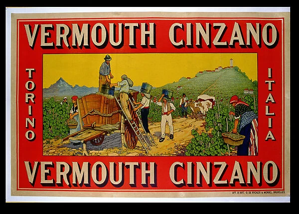 Poster advertising Vermouth Cinzano, Torino (colour litho)