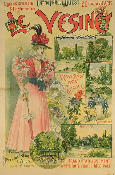 Poster for the Chemins de Fer de l Ouest to Le Vesinet, c. 1895-1900 (colour litho)