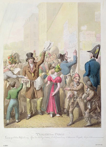 The Posters, from Tableau de Paris, 1815-30 (w  /  c on paper)