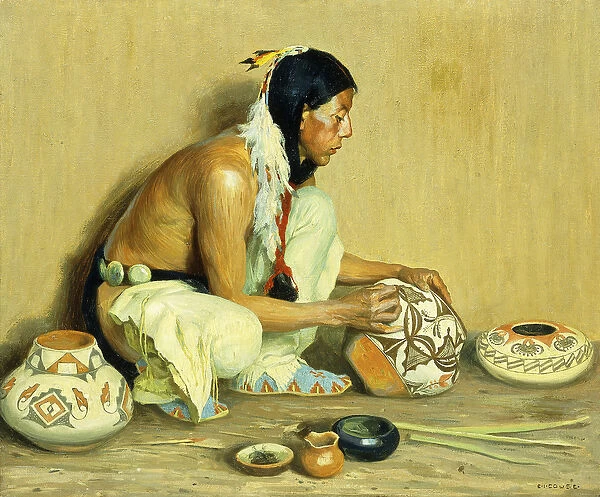 The Pottery Maker, (oil on canvas)