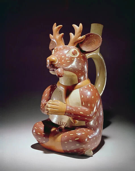 Pottery vessel of Captive Deer-man, Mochica (earthenware)