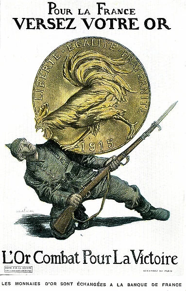 Pour la France versez votre or, l'or combat pour la victoire, 1915 (poster)