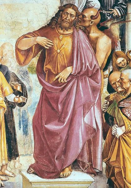 The Preaching of the Antichrist, detail of Christ and the Devil, from the Chapel