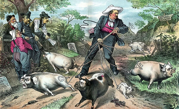 President Cleveland as a pig farmer, 1885