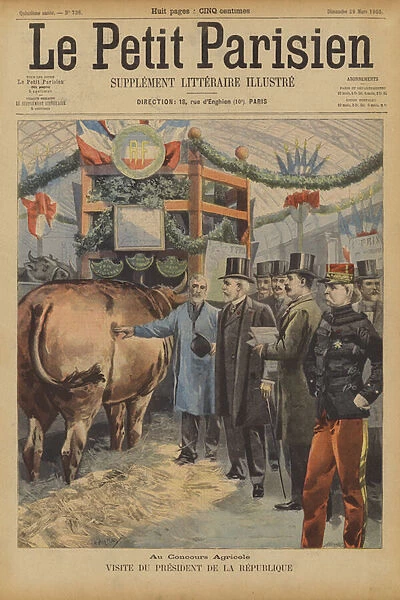 President Loubet of France visiting an agricultural show (colour litho)