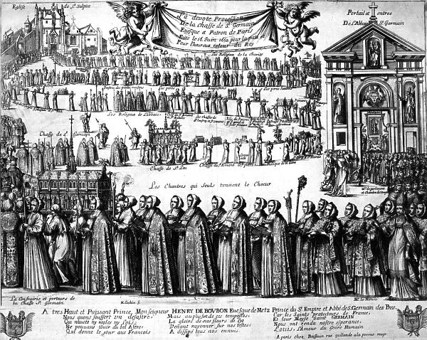 Procession of the Shrine of St. Germain and others from the Abbey of Saint-Germain-des-Pres