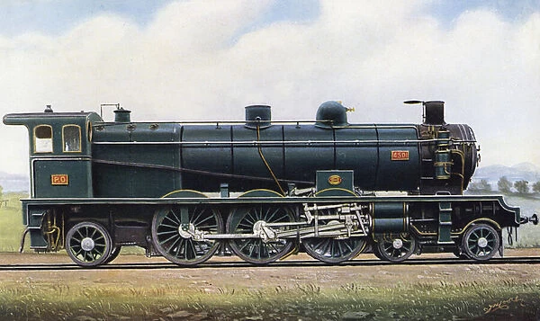 The product of two Republics: 'Pacific'Type Steam Engine no. 4501, Paris - Orleans Railway. 1910 (litho)
