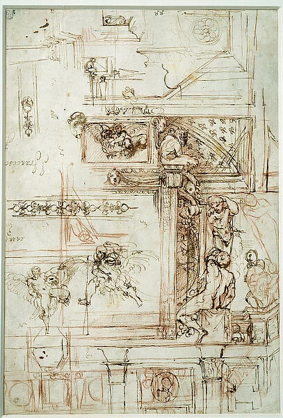 Project for the Farnese gallery. Drawing by Annibal Carracci Dit Carrache (1560-1609)