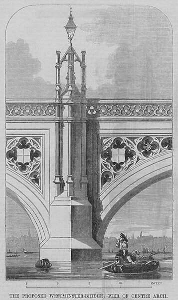 The Proposed Westminster Bridge, Pier of Centre Arch (engraving)