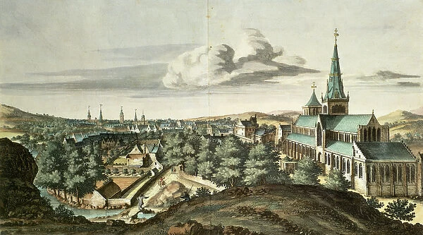 Prospect of the Town of Glasgow from the North East (coloured engraving)