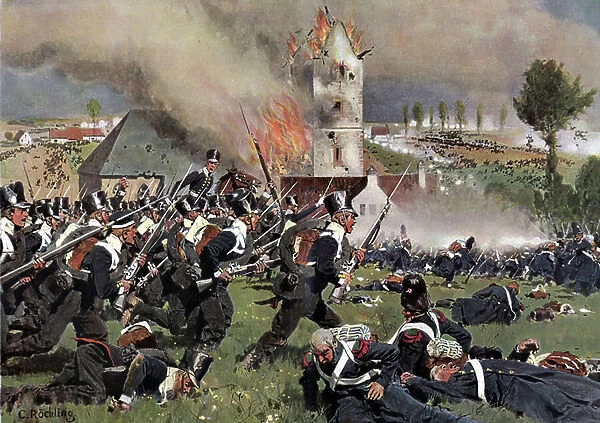 Prussians attack the French right at Waterloo June 18th 1815