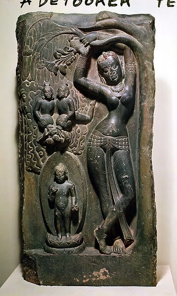 Queen Maya giving birth to the future Buddha (limestone)