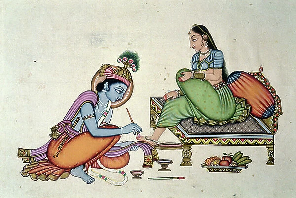 Radha and Krishna (gouache and w / c on paper)