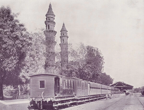 Railway Station and Minarettes, Ahmedabad (b  /  w photo)