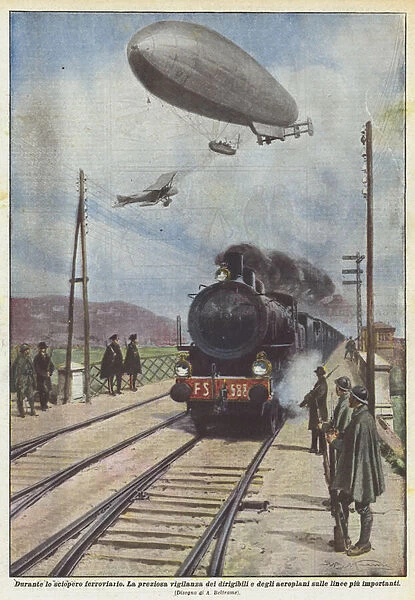During the railway strike (Colour Litho)