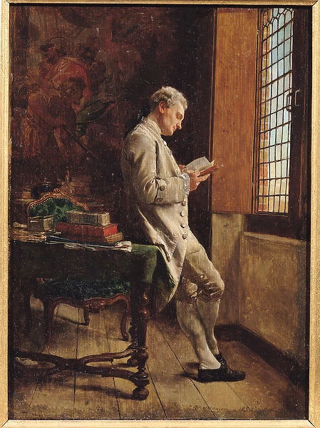 The Reader in White, 1857 (oil on panel)