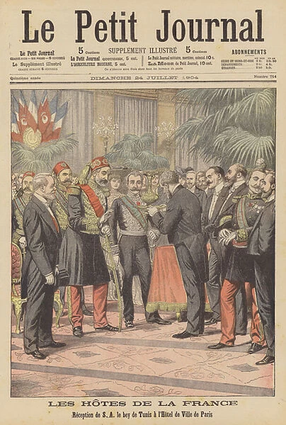 Reception for the Bey of Tunis at the Hotel de Ville in Paris (colour litho)