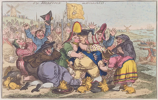 The Reception in Holland, published by Hannah Humphrey in 1799 (hand-coloured etching)